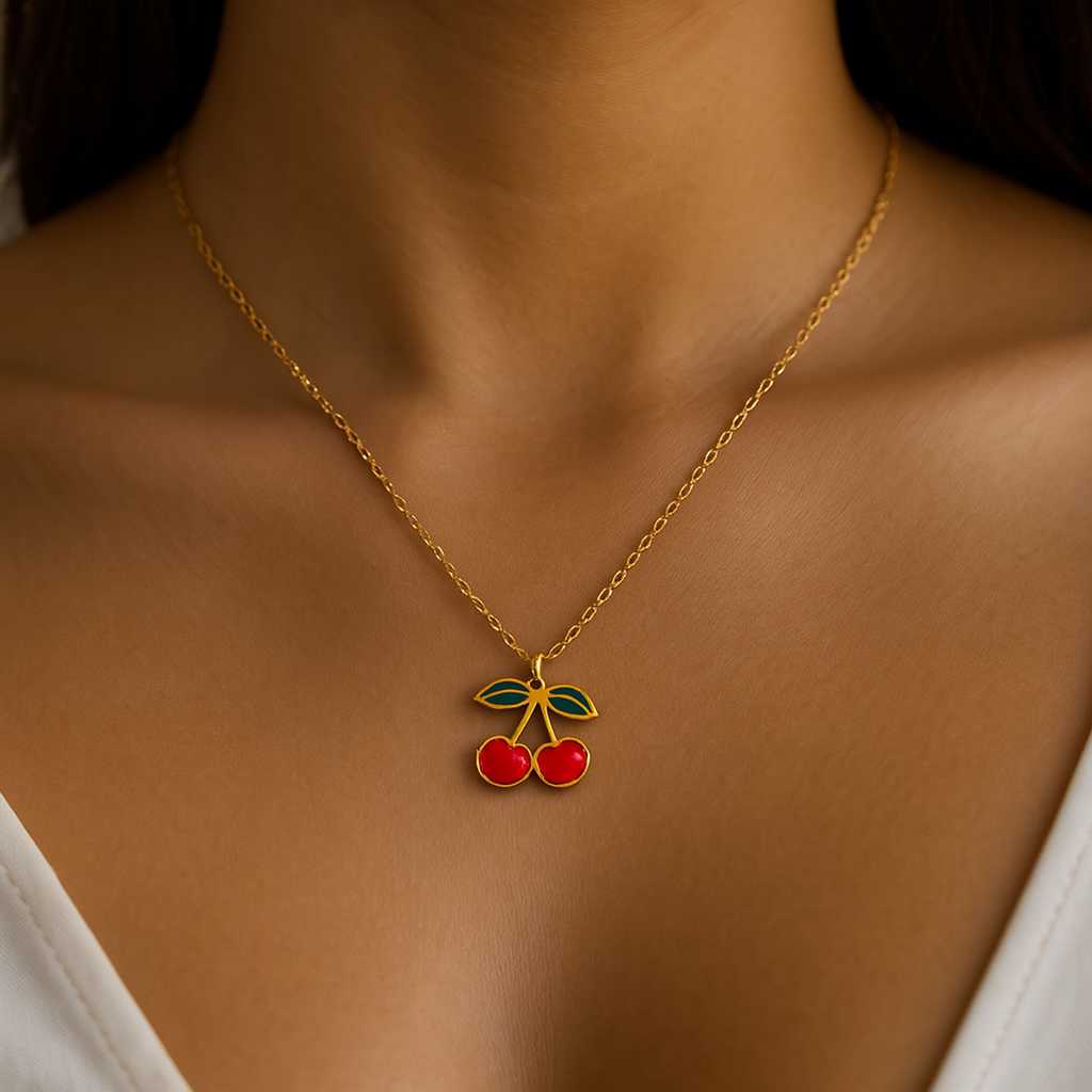 18k Gold Plated Cute Cherry Chain - Anti Tarnish